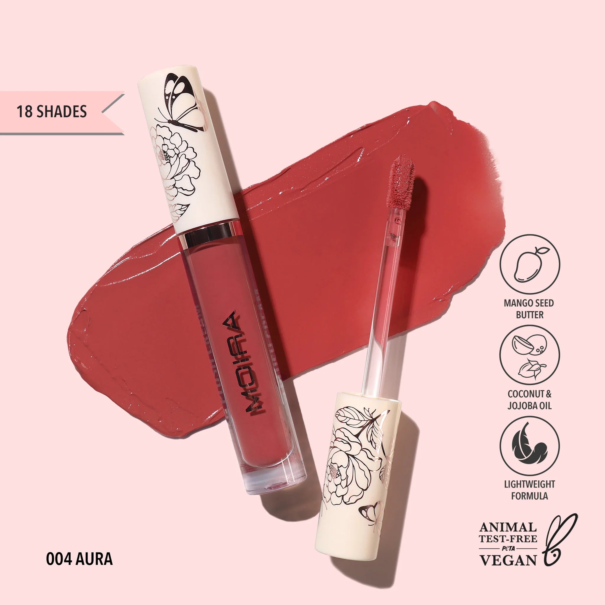 Moira Lip Plush Cream - (Aura) مويرا - أحمر شفاه كريمي مخملي - أورا