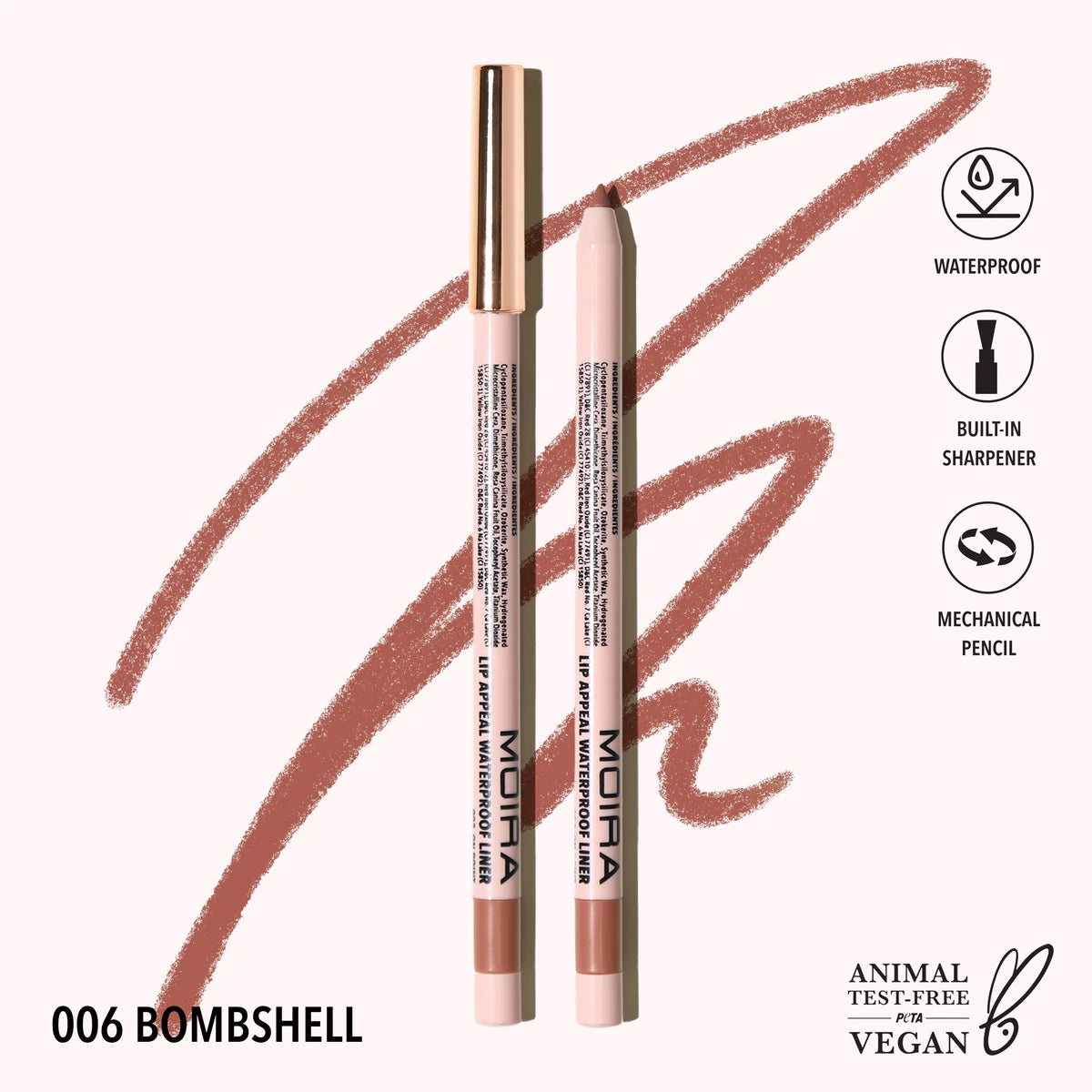 Moira Lip Appeal Waterproof liner-006,Bombshell
