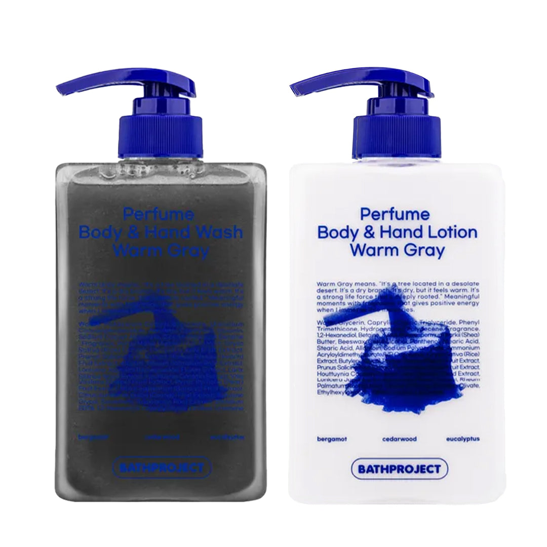 BathProject - Perfume Body & Hand Wash & Lotion (Warm Gray) set طقم غسول وكريم للجسم واليدين (رمادي دافئ)