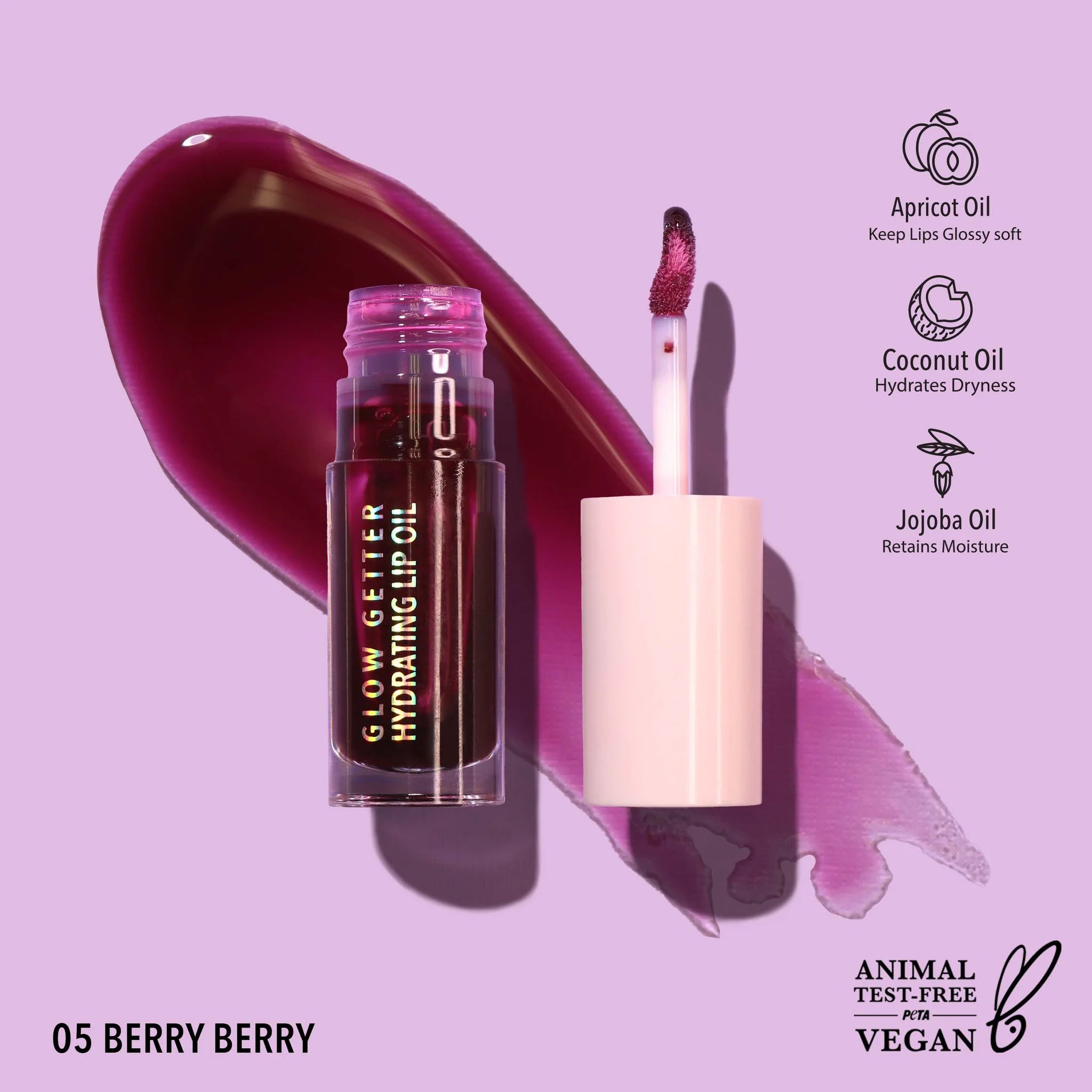 Moira Glow Getter Hydrating Lip Oil - (Berry Berry) مويرا - زيت مرطب للشفاه