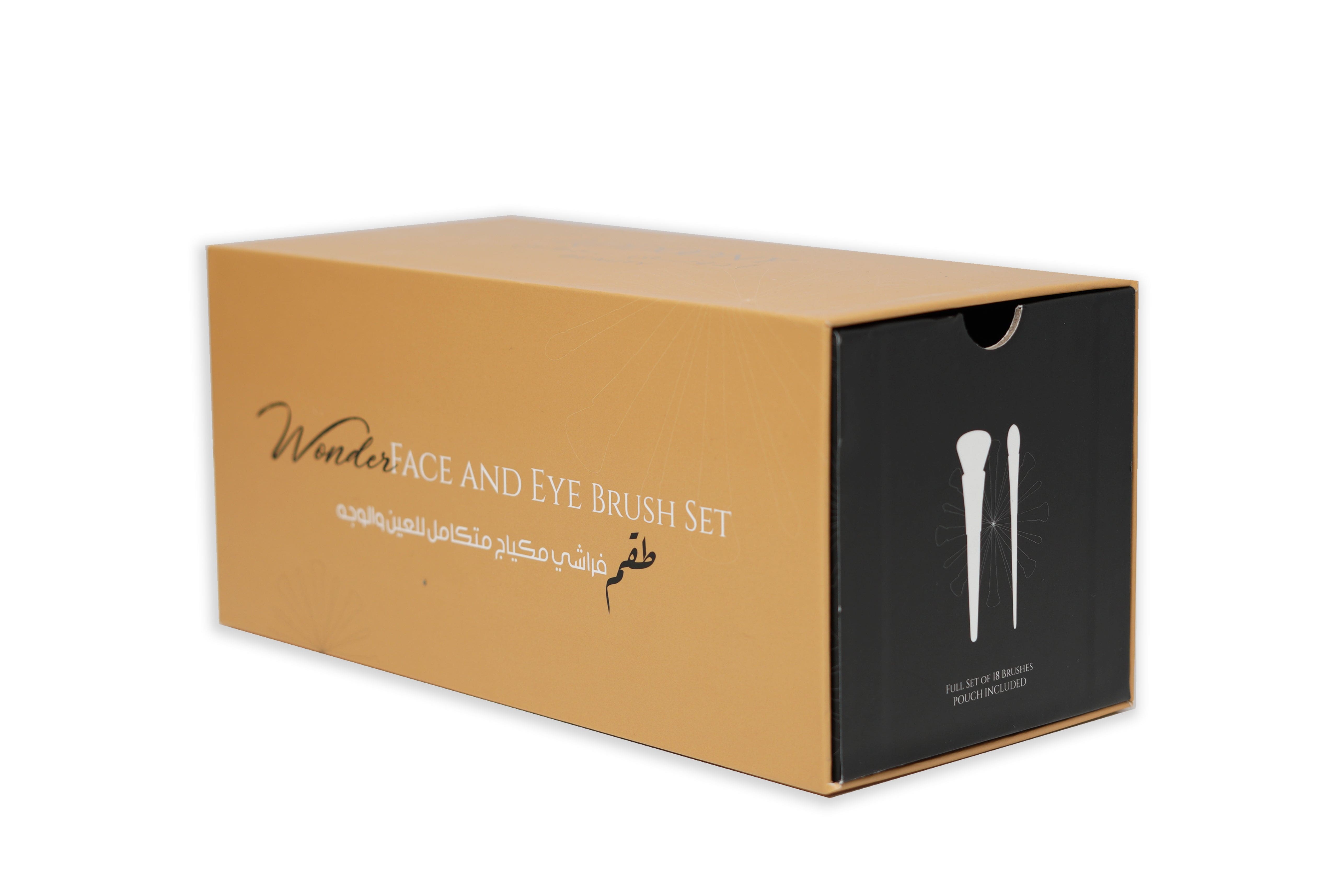 Addoony Beauty face and eye brush set with 18 brushes, including foundation, blush, eyeshadow, and blending tools.