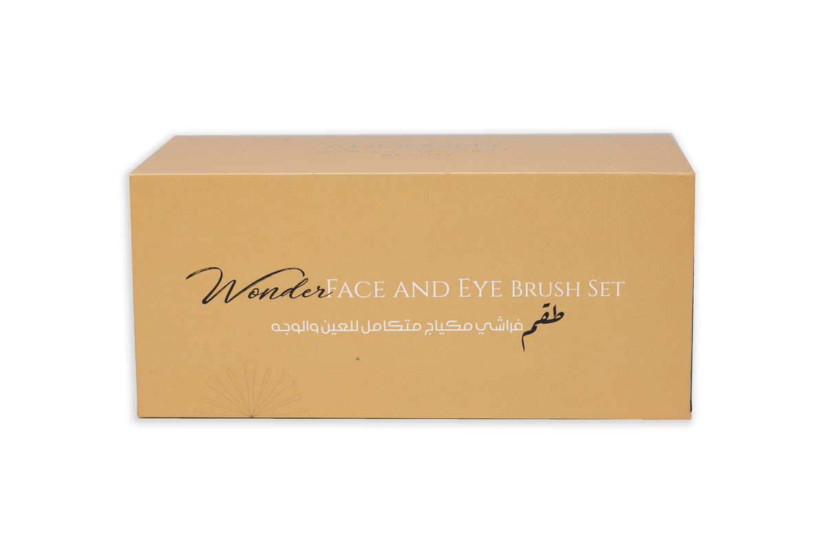 Addoony Beauty Face and Eye Brush Set with 18 brushes, including face and eye makeup applicators, displayed in a black brush holder.