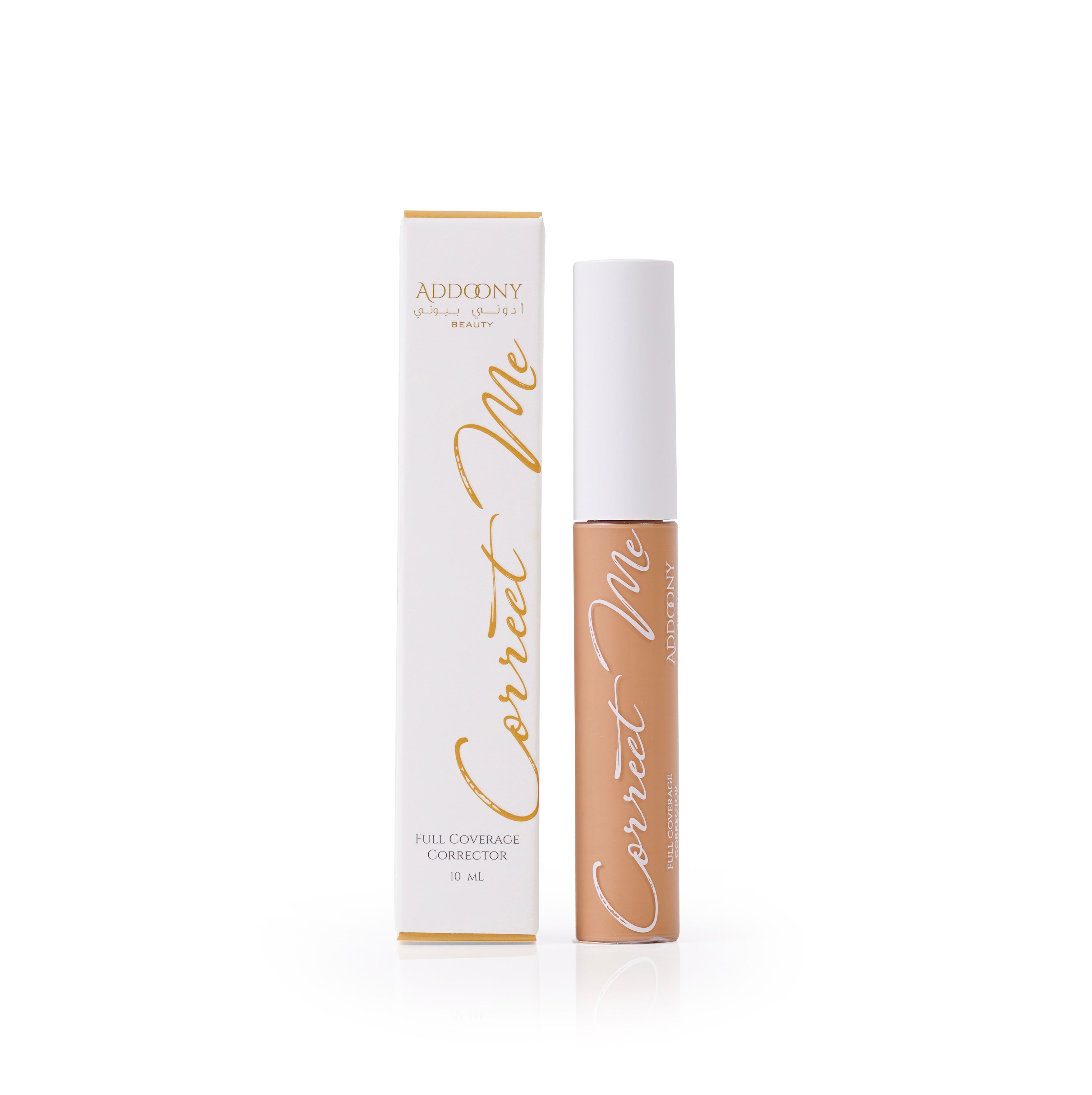 Addoony Correct Me Corrector in Saffron, a skincare product by Addoony Beauty, shown in the image with packaging and applicator.