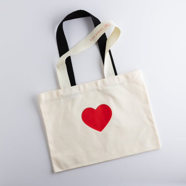 "Addoony In Paris" Heart Tote Bag Duo Color Handle أدوني في باريس - حقيبة قماش
