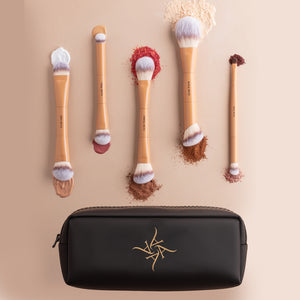 Addoony Luxe Collection Brush Set + Addoony Pouch -  مجموعة الفرش الفاخرة من أدوني ذات طرفين مع شنطه مكياج