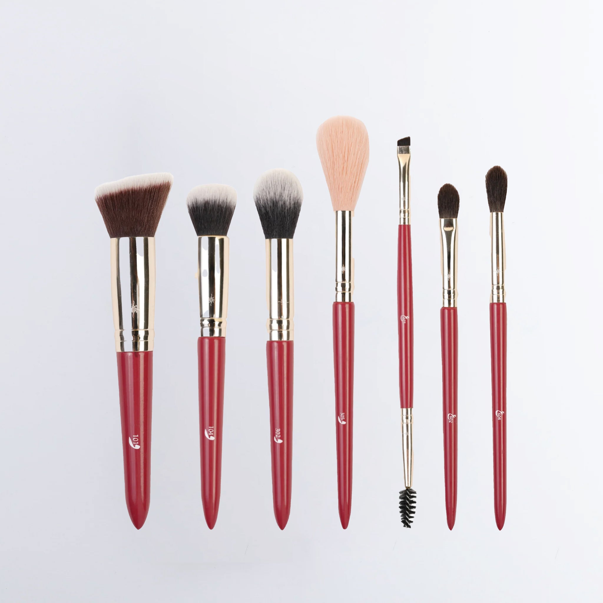 Addoony Beauty Essential Brush Set with various makeup brushes displayed on a clean white background.