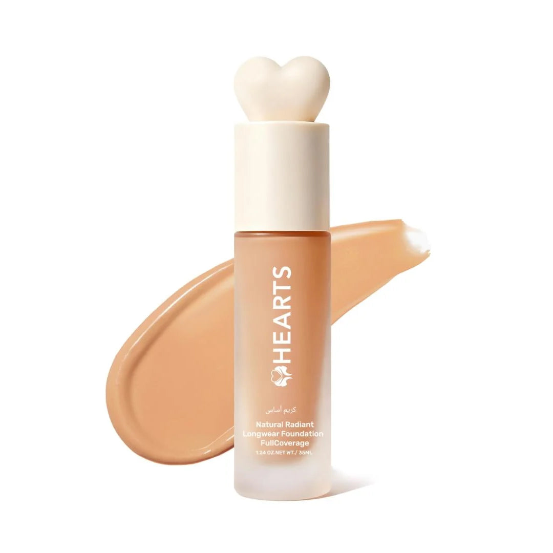 Hearts Natural Long Wear Medium Deep Foundation M4 كريم أساس هارتس ناتشورال لونغ وير ديب ميديم