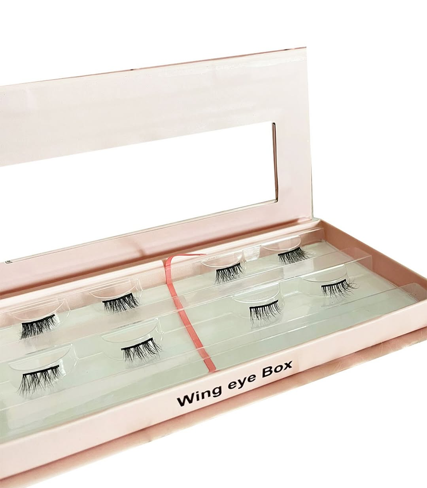 Set of false eyelashes in a 'Wing eye Box' on a white background
