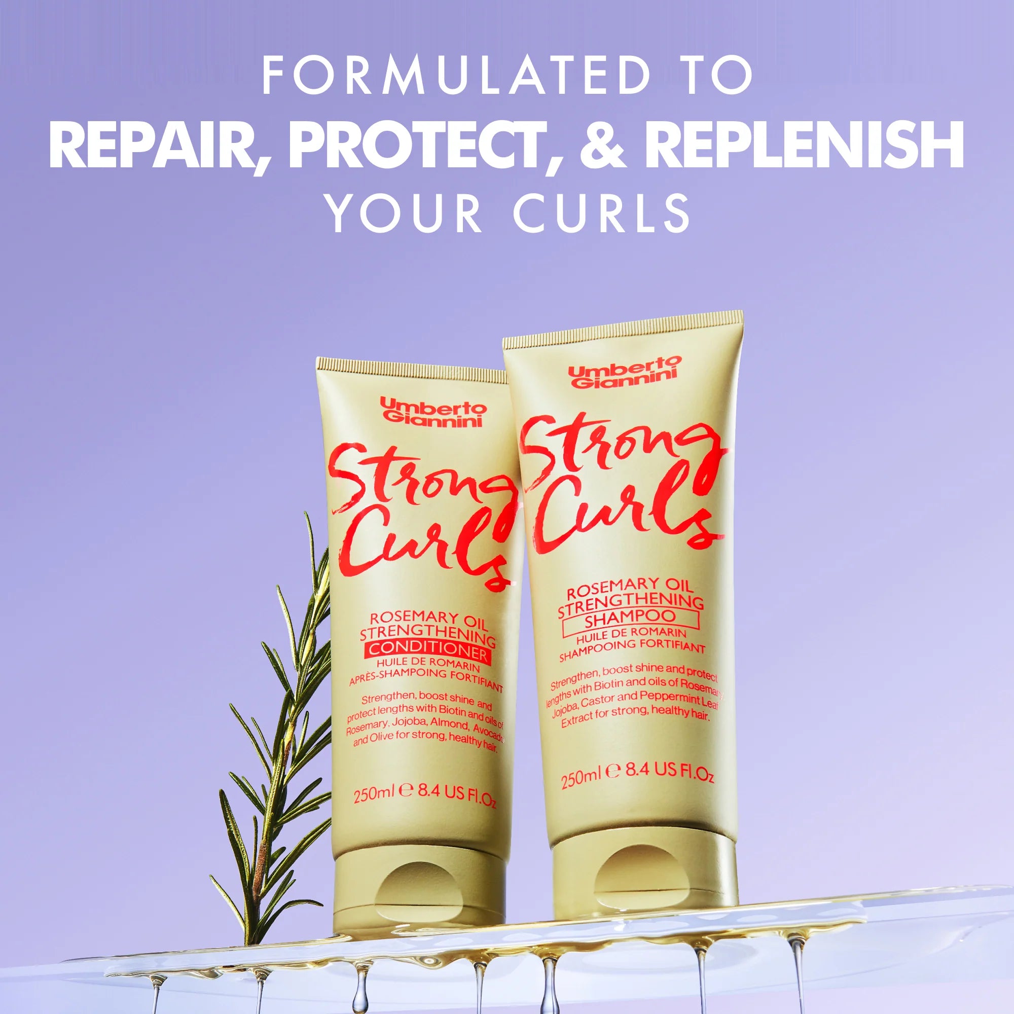 Umberto Giannini - Strong Curls Rosemary Oil Conditioner 250ml - بلسم روزميري للشعر الكيرلي