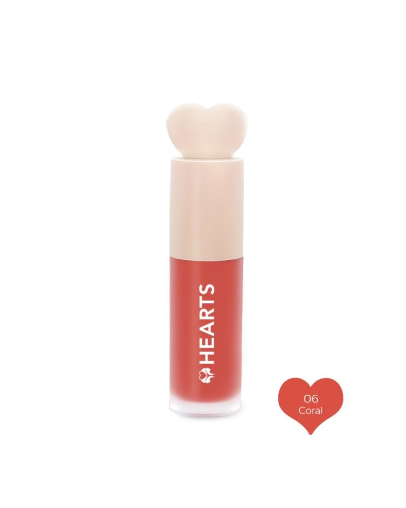 Hearts Liquid Blush Natural Color Light Touch - 06 Coral أحمر الخدود السائل