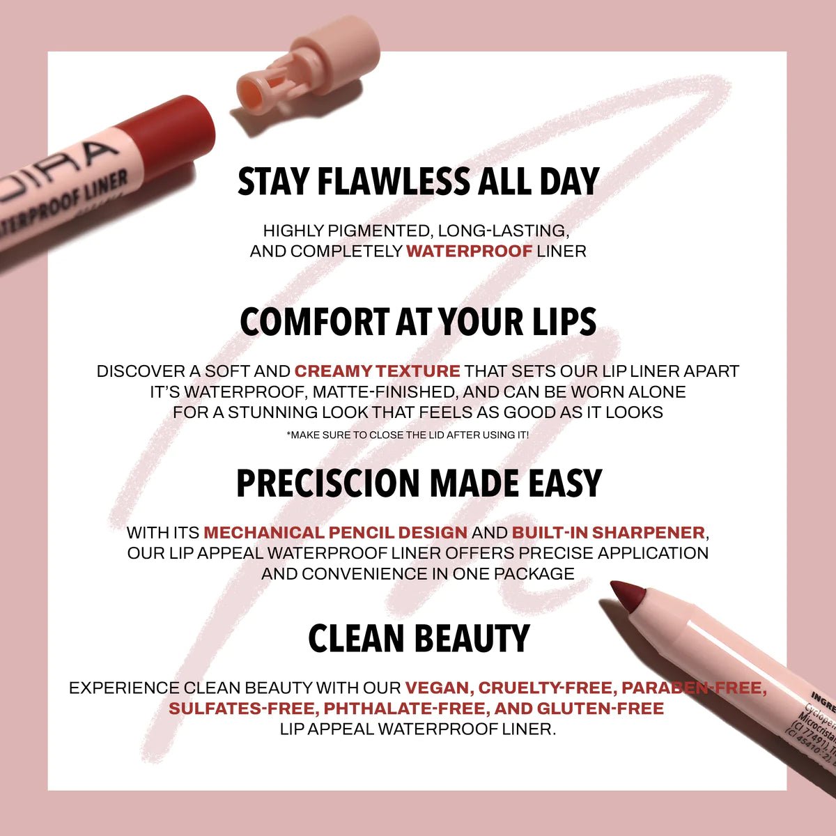 Moira Lip Appeal Waterproof liner-007,Seduced