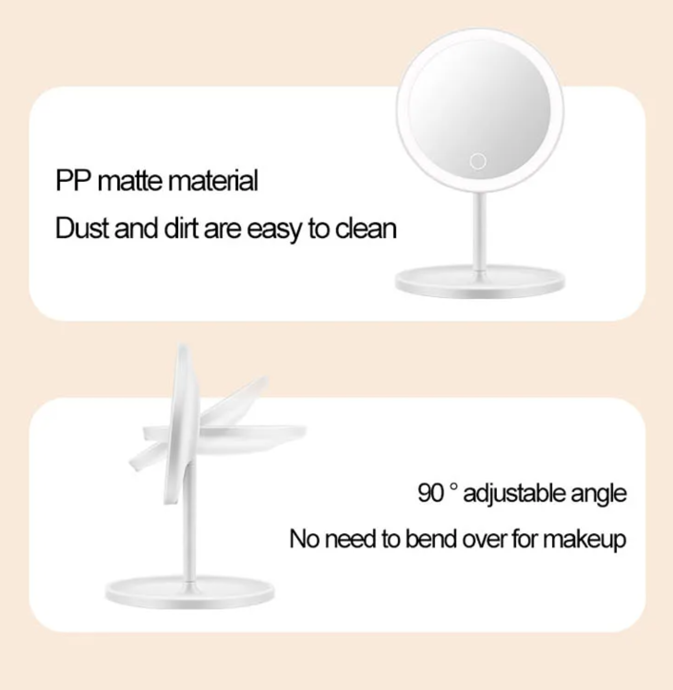 Addoony Desktop LED Mirror with Three Lights