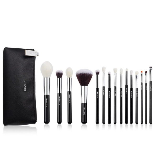 Hearts Professional Makeup Brush Set 15pcs Face & Eye Brushes مجموعة فرش مكياج هارتس الاحترافية مكونة من 15 قطعة من فرش الوجه والعين