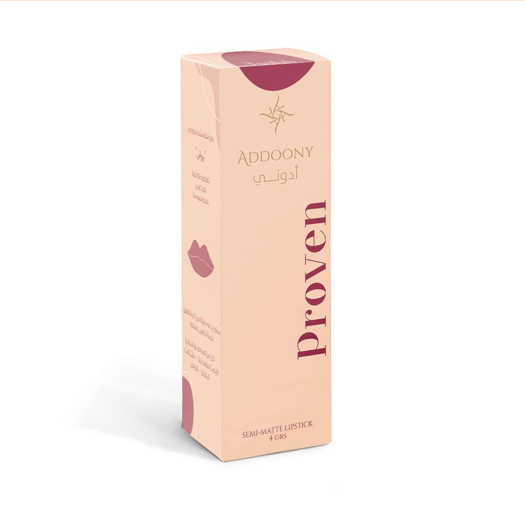Addoony Beauty Proven Lipstick Taulah showing a sleek lipstick tube with vibrant lipstick color and elegant packaging.