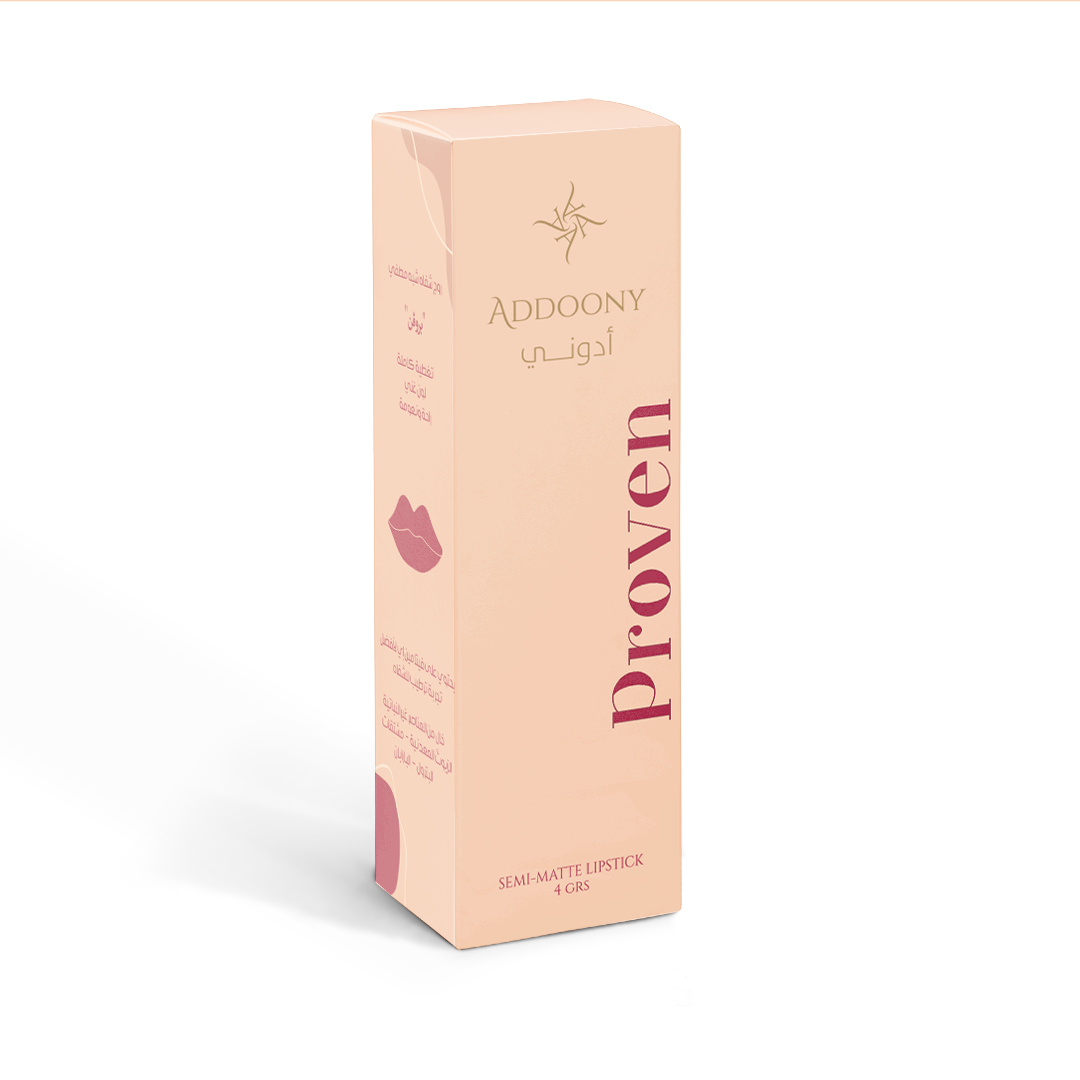 Addoony Beauty Tea Rose lipstick in a sleek tube, showcasing soft pink shade with a smooth, creamy texture for natural lip color.