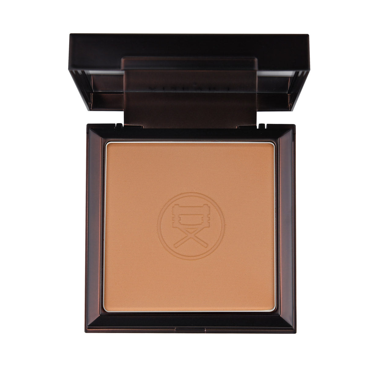 VISEART Sheer Velvet Pressed Powder in Cocoa, a smooth pressed powder with a natural finish, shown in a sleek compact.